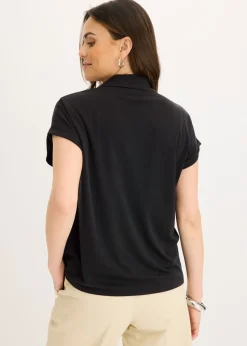 Mujer bonprix bonprix Polo de piqué de viscosa con inserto de encaje