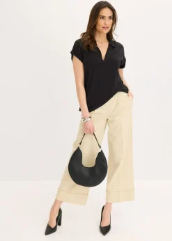 Mujer bonprix bonprix Polo de piqué de viscosa con inserto de encaje