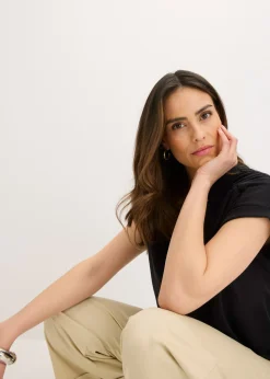 Mujer bonprix bonprix Polo de piqué de viscosa con inserto de encaje