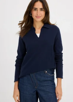 bonprix bonprix Básicos|Camisetas>Polo de viscosa fina Azul marino