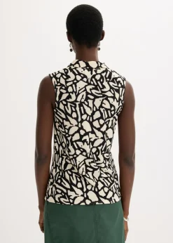 Mujer bonprix bonprix Polo sin mangas con fruncido