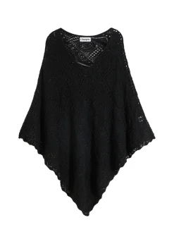 bonprix bonprix Ponchos|Jerséis>Poncho con aspecto de ganchillo Negro