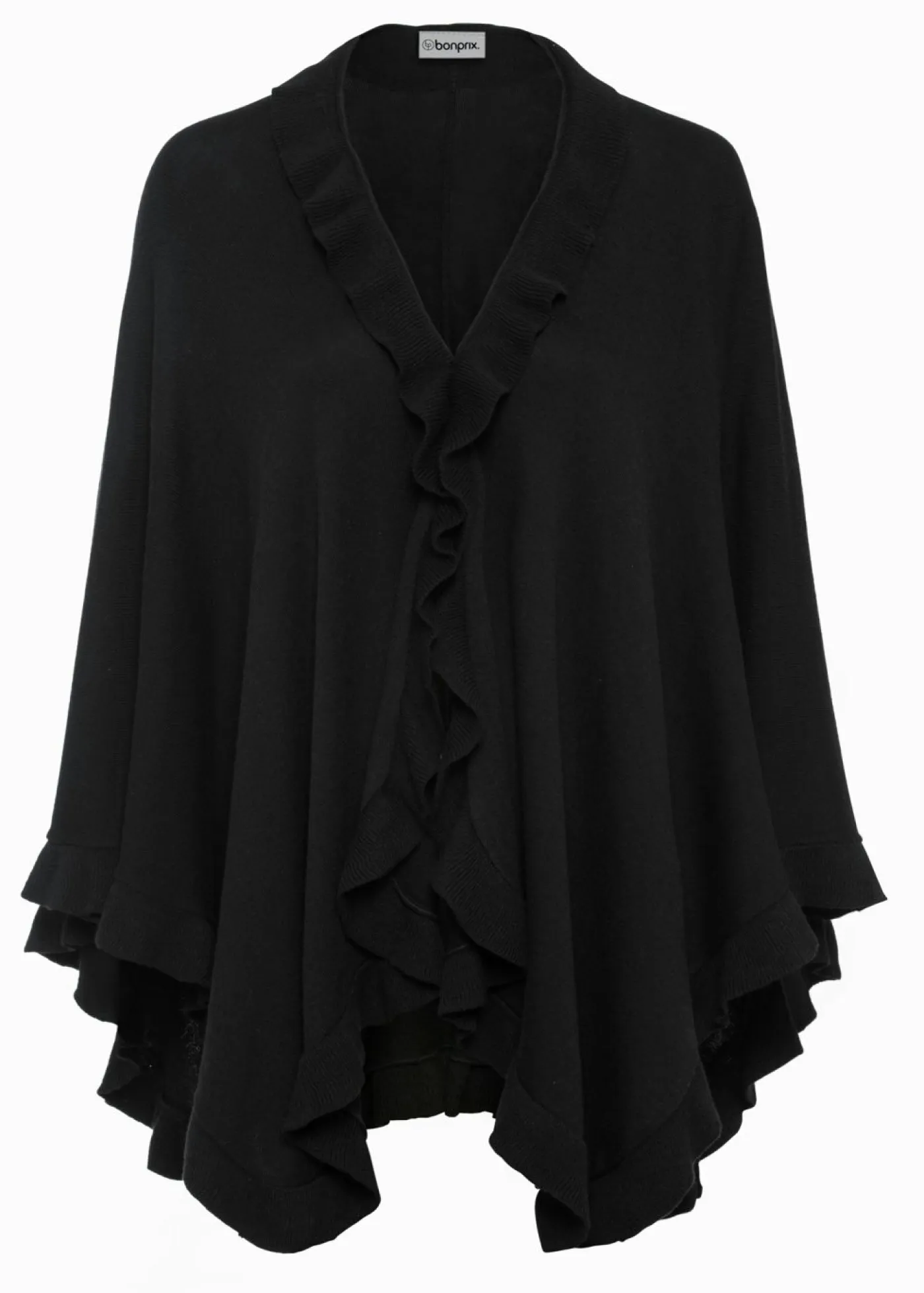 bonprix bpc bonprix collection Ponchos|Jerséis>Poncho con parte de cachemira Negro