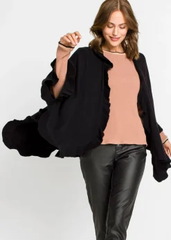 bonprix bpc bonprix collection Ponchos|Jerséis>Poncho con parte de cachemira Negro