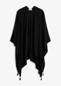 bonprix bonprix Ponchos|Jerséis>Poncho de verano de viscosa pura Negro