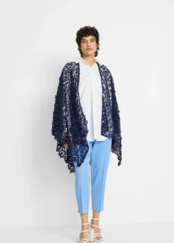 bonprix bpc bonprix collection Ponchos|Jerséis>Poncho veraniego Azul marino