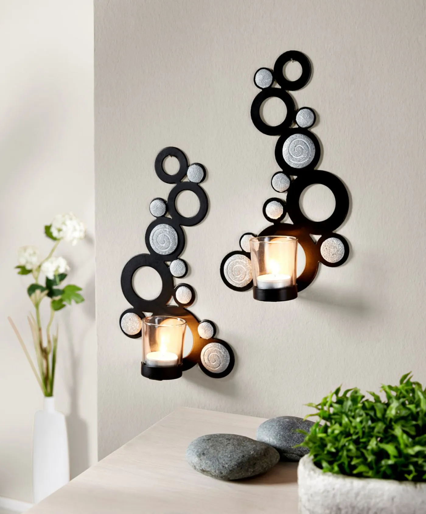 bonprix bonprix Portavelas de pared con piedras (juego de 2 unidades)