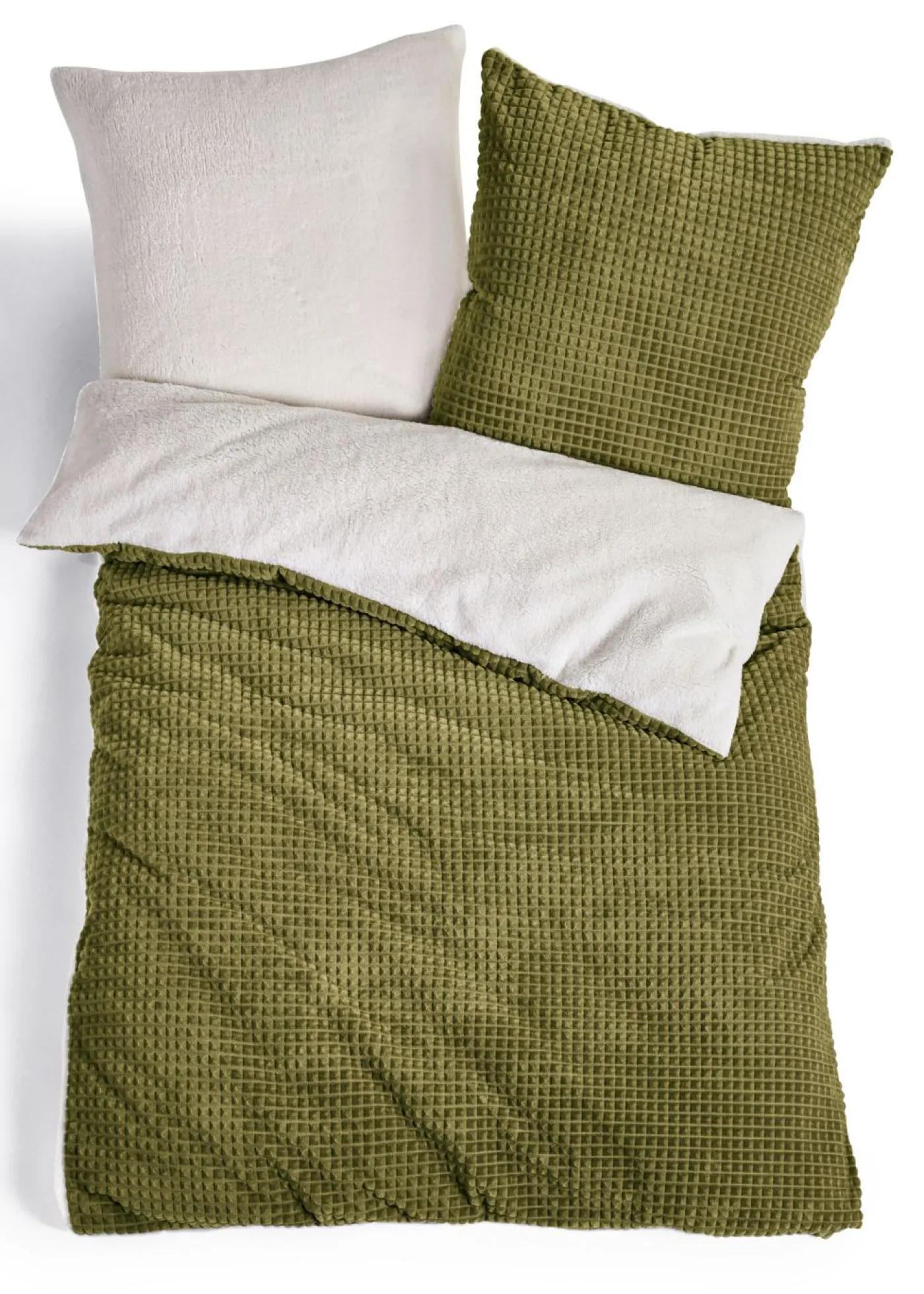 bonprix bonprix Muebles De Dormitorio·Ropa De Cama|Ropa De Cama De Otoño>Ropa de cama Cashmere Touch con efecto suave oliva/crema