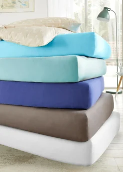 bonprix bonprix Muebles De Dormitorio·Colchones Y Toppers|Sábanas Y Fundas De Colchón>Sábana bajera en tejido de punto de algodón Azul