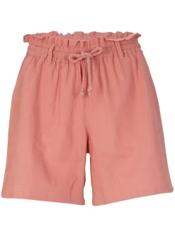 bonprix bonprix Shorts|Pantalones>Shorts paperbag con lino Rosa ahumado