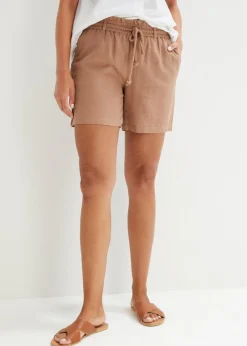 bonprix bonprix Shorts|Pantalones>Shorts paperbag con lino arcilla