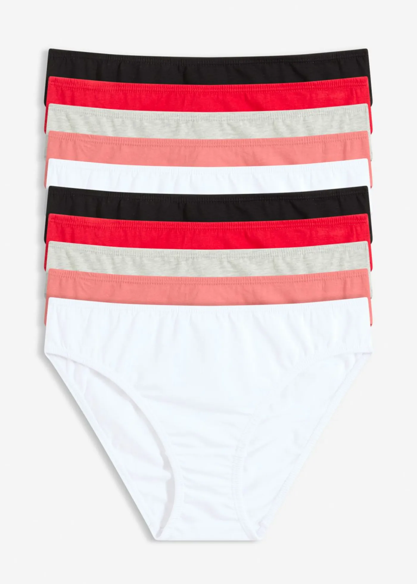 bonprix bonprix Bragas>Slip (10 unidades) negro-rosa coral-gris claro jaspeado-rojo salsa-blanco
