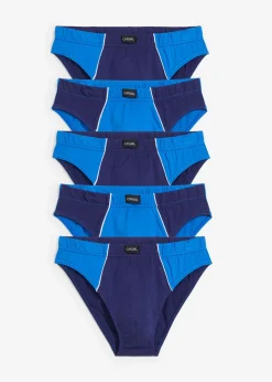 bonprix bonprix Slips|Ropa Interior·Calzoncillos>Slip con algodón (5 unidades) azul faro+azul horizonte