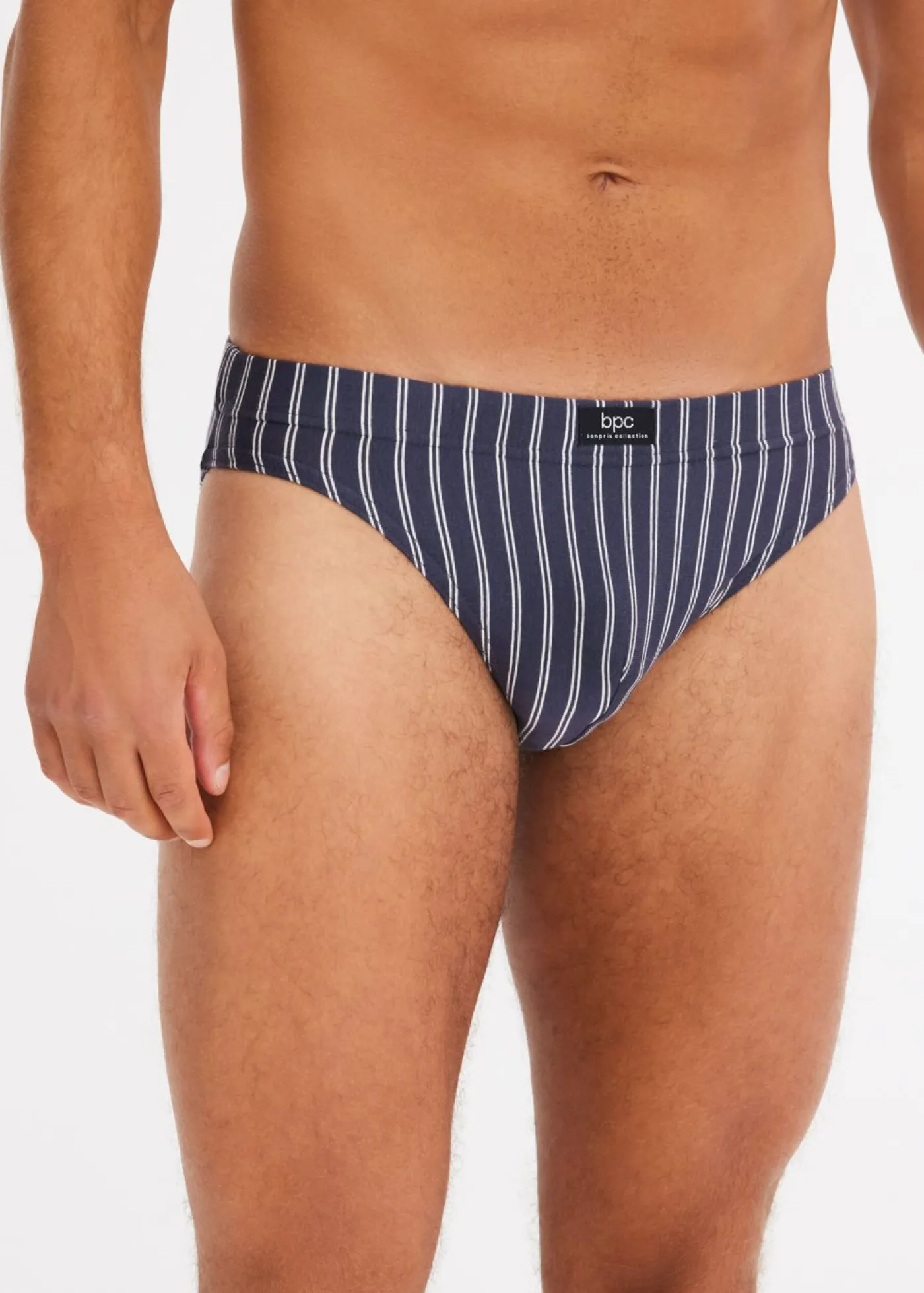 bonprix bonprix Slips|Ropa Interior·Calzoncillos>Slip con algodón (5 unidades) Azul oscuro desgastado + blanco de rayas