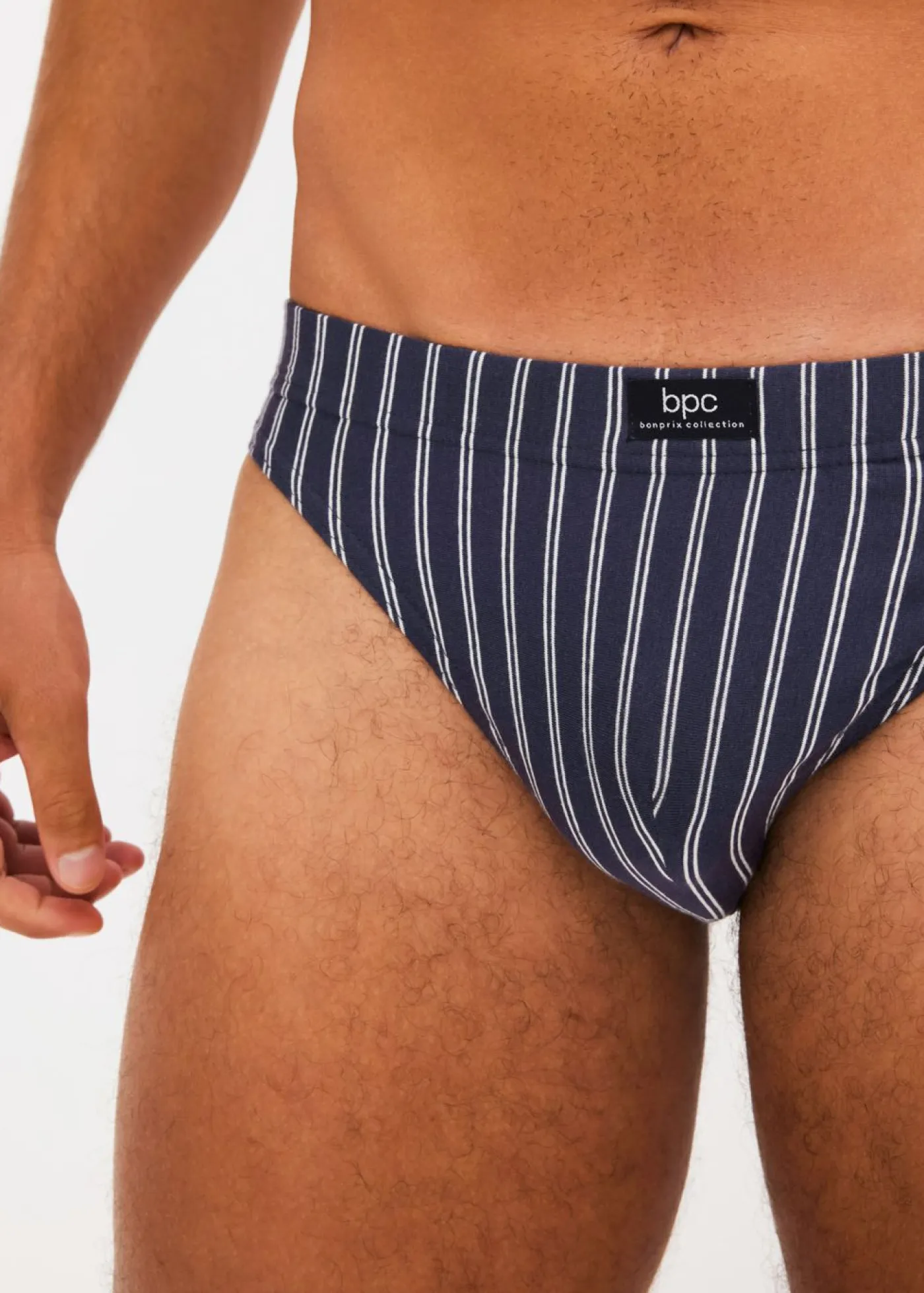 bonprix bonprix Slips|Ropa Interior·Calzoncillos>Slip con algodón (5 unidades) Azul oscuro desgastado + blanco de rayas