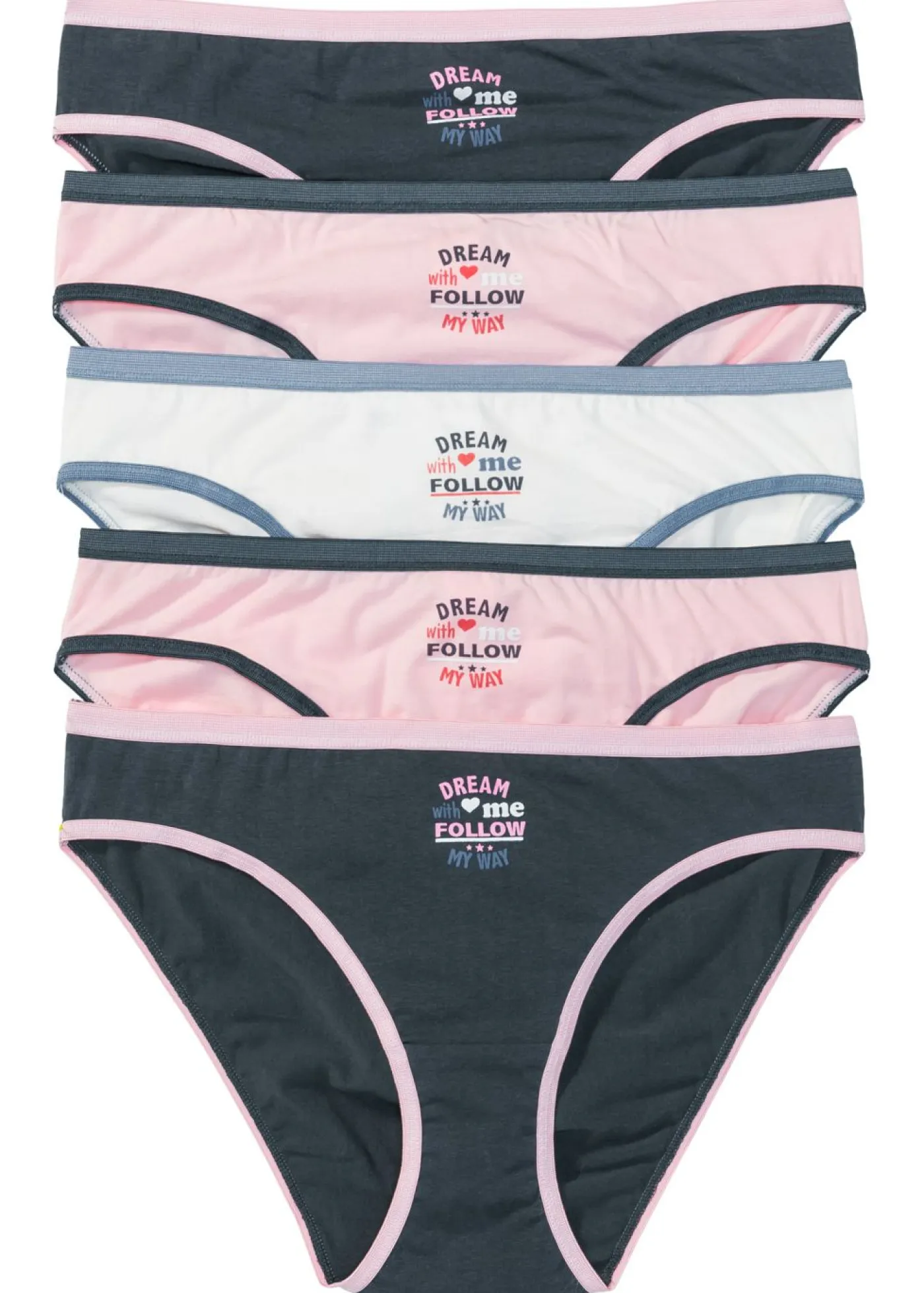 bonprix bonprix Ropa Interior De Algodón|Bragas>Slip con algodón (5 unidades) Azul-rosa-blanco lana estampado