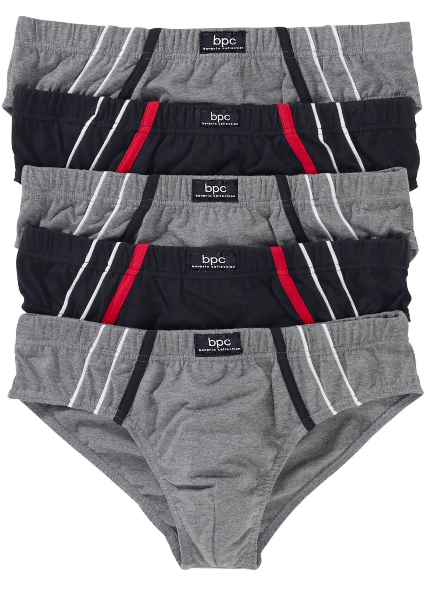 bonprix bonprix Slips|Ropa Interior·Calzoncillos>Slip con algodón suave (5 unidades) Gris jaspeado-negro