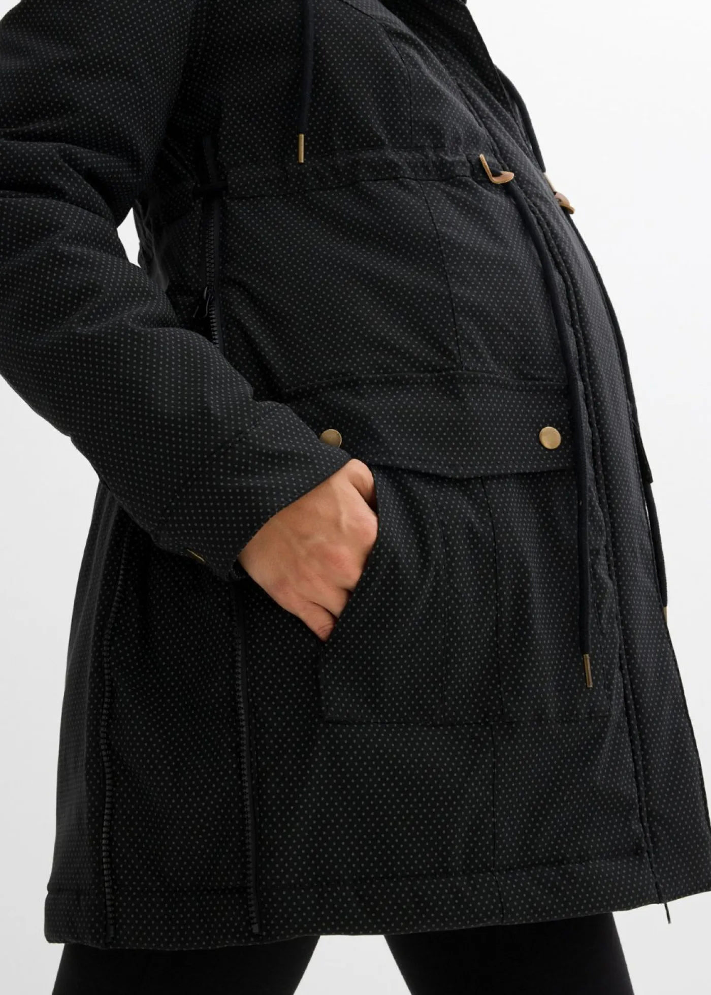 bonprix bonprix Premamá>Suave chaqueta premamá/de porteo 3 en 1 Negro/blanco lana/gris oscuro con lunares