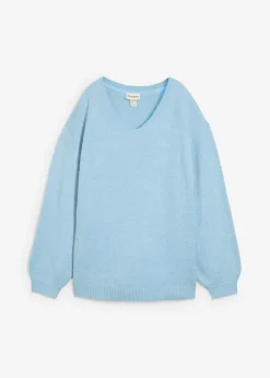 Mujer bonprix bonprix Suave jersey de punto fino con mangas abullonadas