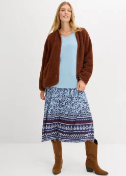 Mujer bonprix bonprix Suave jersey de punto fino con mangas abullonadas