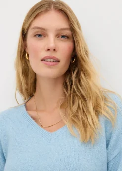 Mujer bonprix bonprix Suave jersey de punto fino con mangas abullonadas