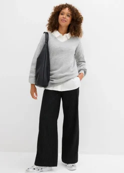 Mujer bonprix bonprix Suave jersey de punto fino con mangas abullonadas