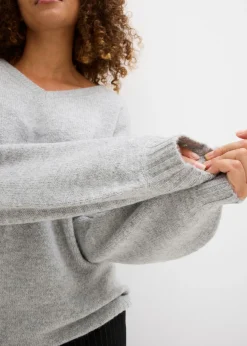 Mujer bonprix bonprix Suave jersey de punto fino con mangas abullonadas