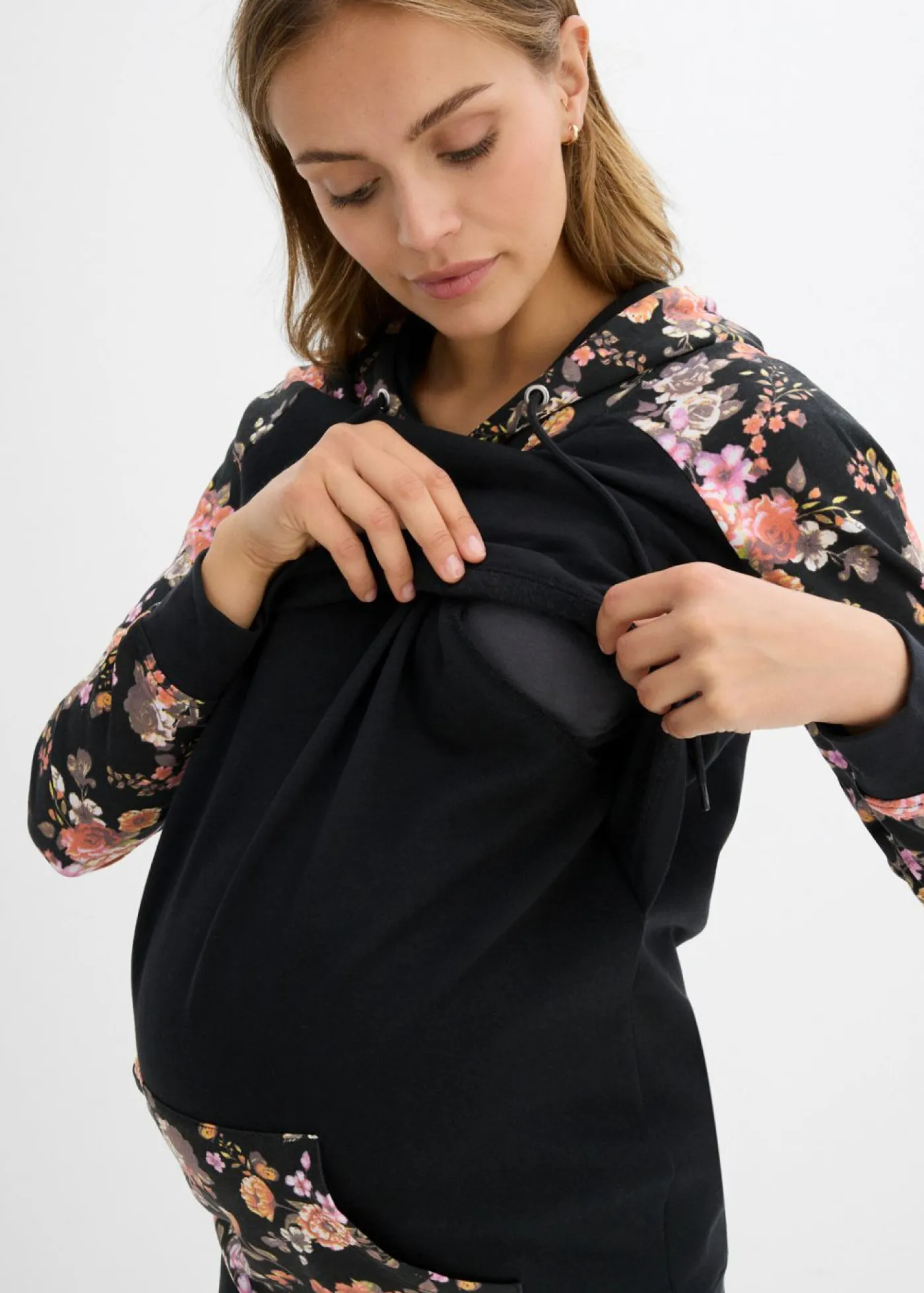 bonprix bonprix Premamá>Suave sudadera premamá/de lactancia 2 en 1 Negro de flores