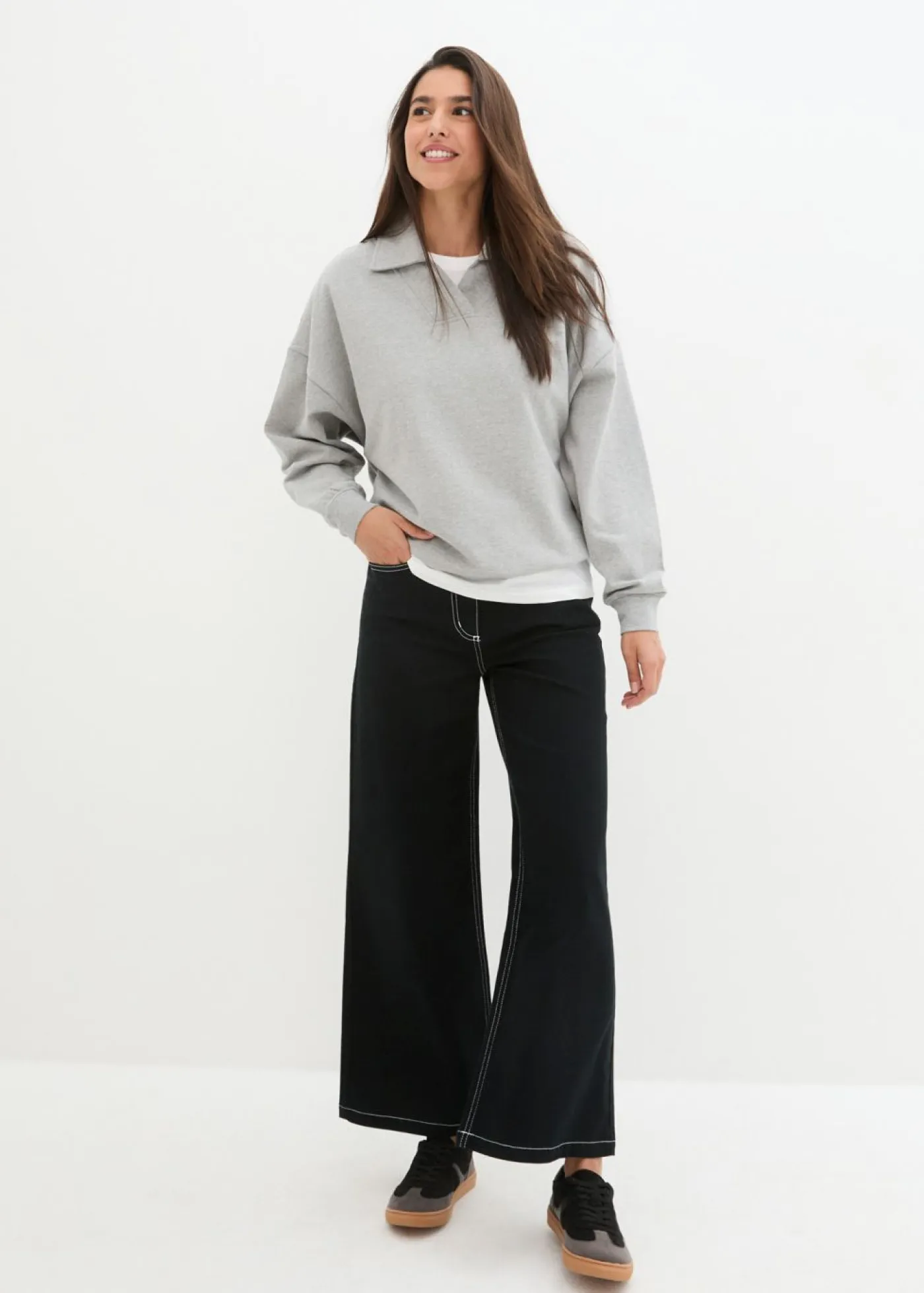 bonprix bonprix Ropa Cómoda>Sudadera Gris claro jaspeado