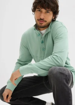 Hombre bonprix bonprix Sudadera con botones de algodón orgánico puro