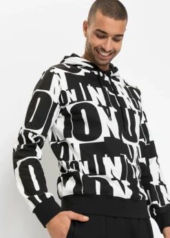 bonprix bonprix Chándals>Sudadera con capucha Blanco-negro