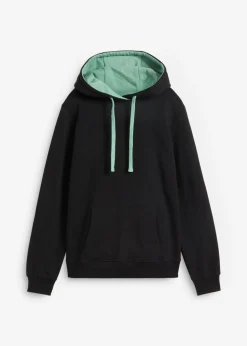 bonprix bonprix Básicos|Ropa Cómoda>Sudadera con capucha de algodón orgánico negro/salvia
