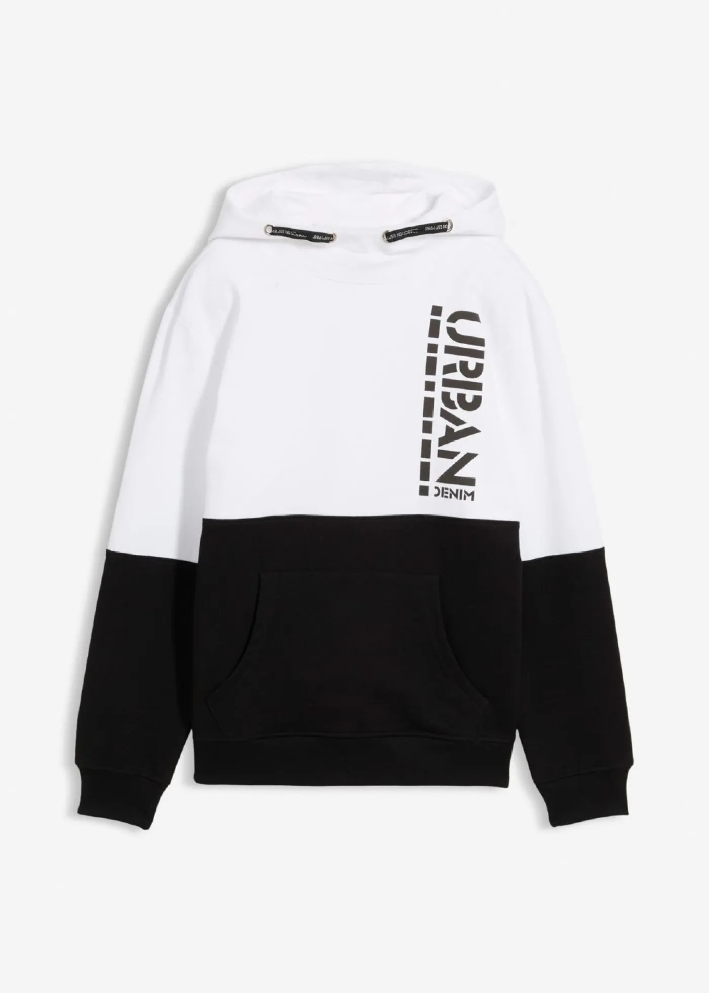 bonprix bonprix Ropa 9 A 16 Años·Sudaderas Y Jerséis>Sudadera con capucha de algodón orgánico Blanco-negro