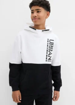 bonprix bonprix Ropa 9 A 16 Años·Sudaderas Y Jerséis>Sudadera con capucha de algodón orgánico Blanco-negro