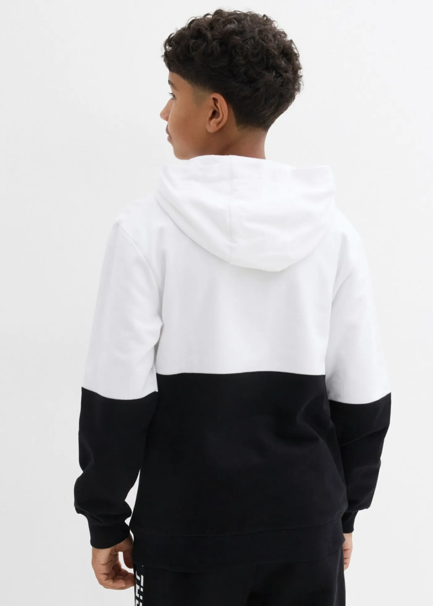 bonprix bonprix Ropa 9 A 16 Años·Sudaderas Y Jerséis>Sudadera con capucha de algodón orgánico Blanco-negro