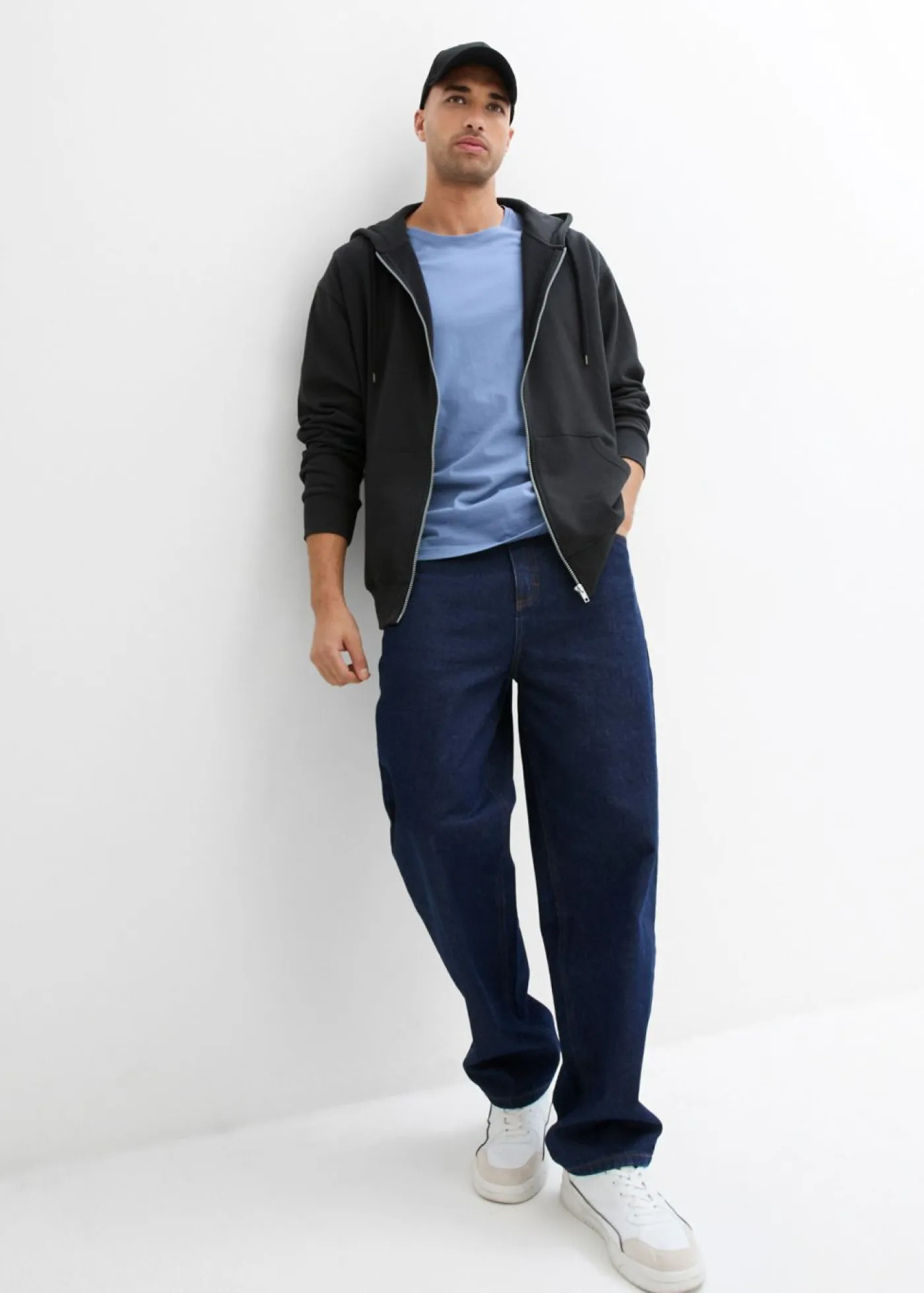 bonprix bonprix Básicos En Rebajas|Chándals>Sudadera con capucha de algodón orgánico puro, loose fit Negro