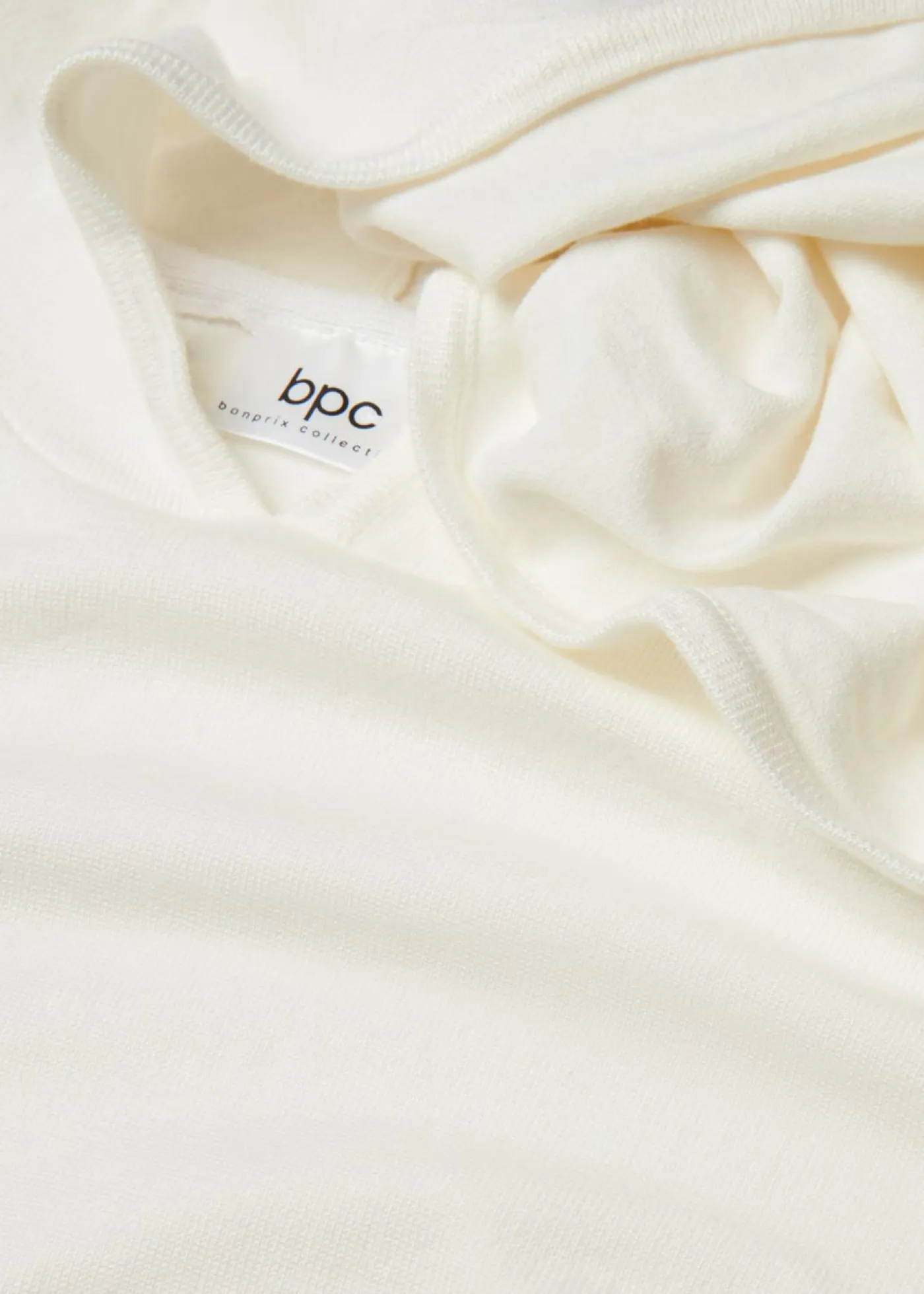 bonprix bonprix Jerséis|Ropa De Punto>Sudadera con capucha de punto y bolsillo canguro en mezcla de viscosa Blanco lana