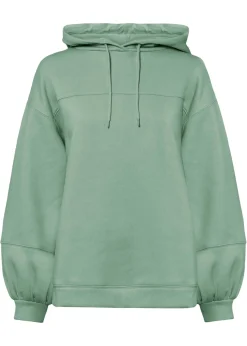 bonprix bonprix Ropa Cómoda>Sudadera con capucha oversize en mezcla de algodón suave verde ahumado