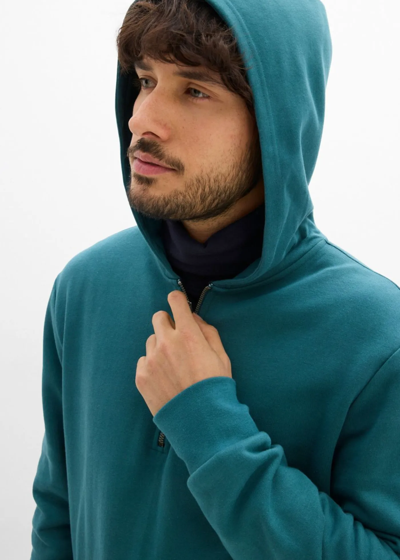 bonprix bonprix Básicos En Rebajas|Chándals>Sudadera con capucha y cremallera de algodón orgánico puro verde pimiento
