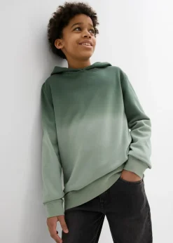 bonprix bonprix Ropa 9 A 16 Años·Sudaderas Y Jerséis|Ropa 9 A 16 Años·Novedades>Sudadera con capucha y degradado cromático verde sombra-verde ahumado