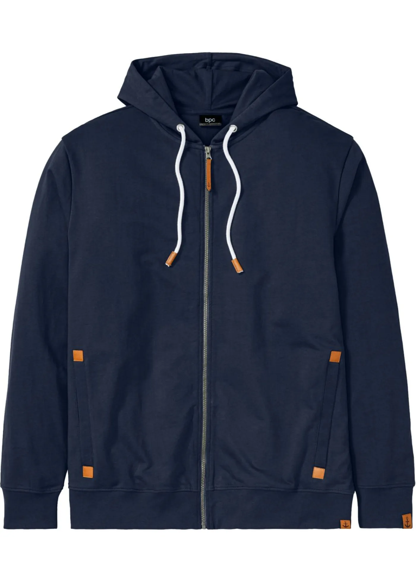 bonprix bonprix Chándals>Sudadera con capucha y detalles de piel sintética Azul marino