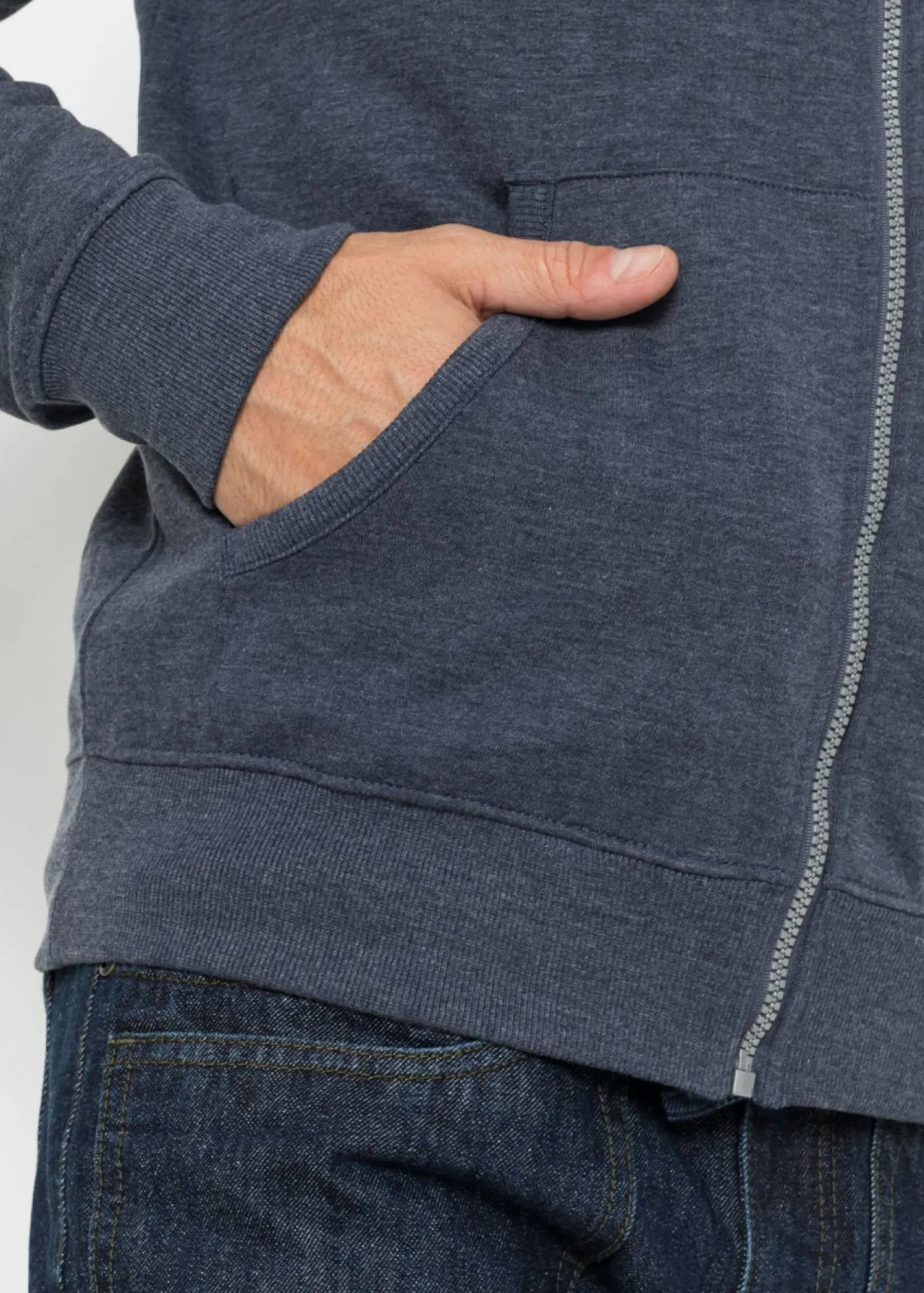 bonprix bonprix Ropa Deportiva|Chándals>Sudadera con capucha y detalles de piel sintética azul marino moteado