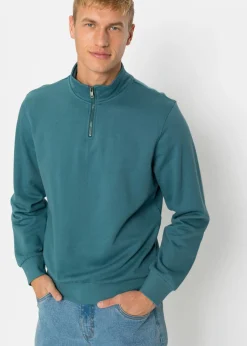 bonprix bonprix Básicos En Rebajas|Ropa Deportiva>Sudadera con cuello troyer Azul petróleo mate