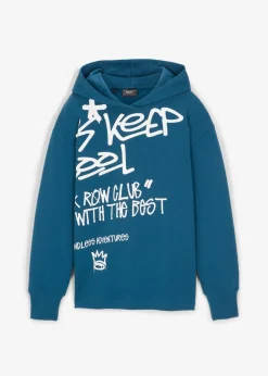 bonprix bonprix Ropa 9 A 16 Años·Sudaderas Y Jerséis>Sudadera con estampado de grafiti de algodón orgánico puro Petróleo azul