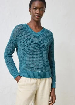 Mujer bonprix bonprix Sudadera de ajour de mezcla de lino ligero