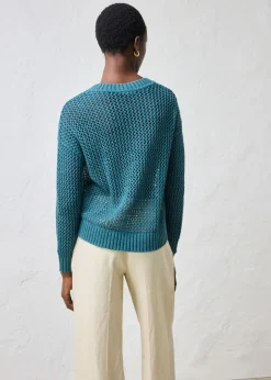 Mujer bonprix bonprix Sudadera de ajour de mezcla de lino ligero