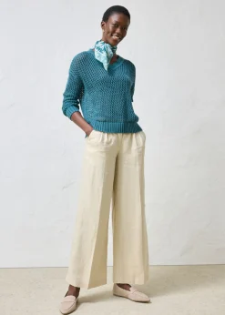 Mujer bonprix bonprix Sudadera de ajour de mezcla de lino ligero