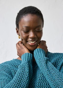 Mujer bonprix bonprix Sudadera de ajour de mezcla de lino ligero