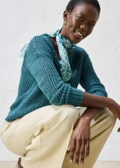 Mujer bonprix bonprix Sudadera de ajour de mezcla de lino ligero