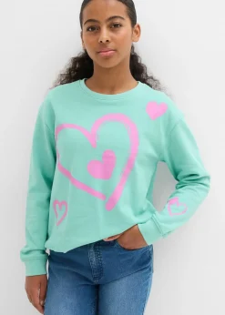 Niños bonprix bonprix Sudadera de algodón orgánico puro con dobladillo abullonado